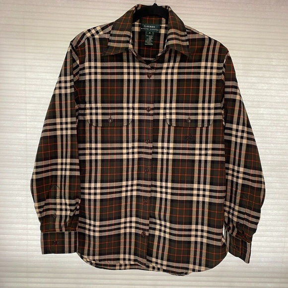 LAUREN Ralph Lauren Plaid Button-Up Casual Luxury Oxford‎ Shirt, Green, Men's M - Picture 1 of 9